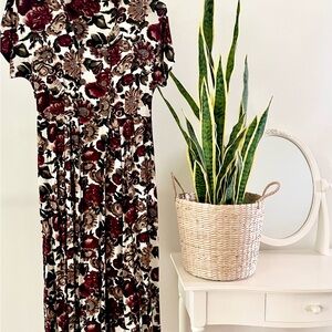Vintage Floral Dress in Fall Colors